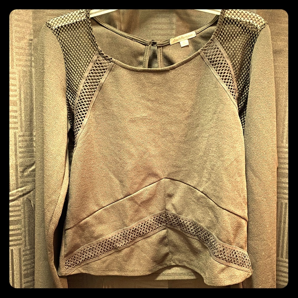 Black polyester long sleeve top
